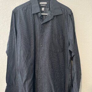 Van Heusen Black with White Stripes Long Sleeve Button Down Shirt - 16 34/35